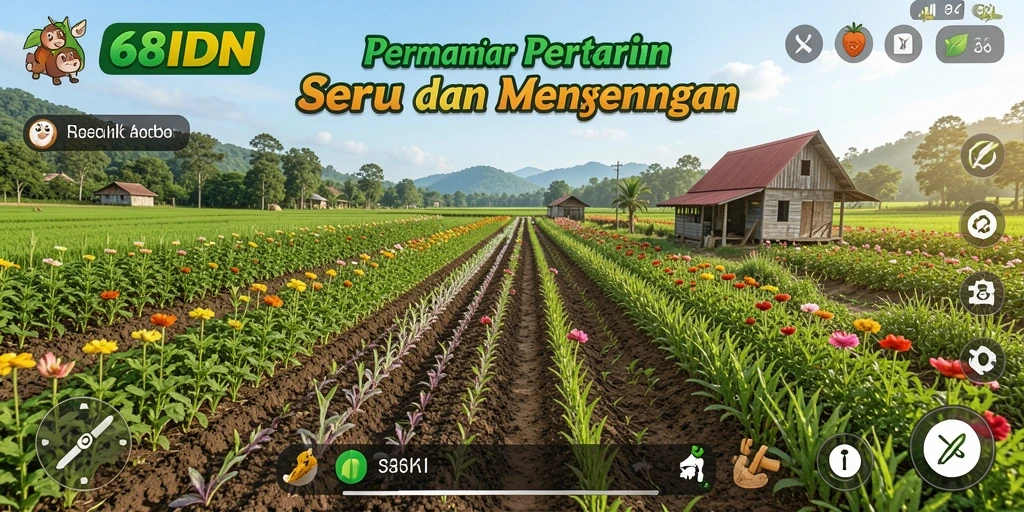 Tampilan gameplay 68IDN dengan aktivitas bertani yang menyenangkan.