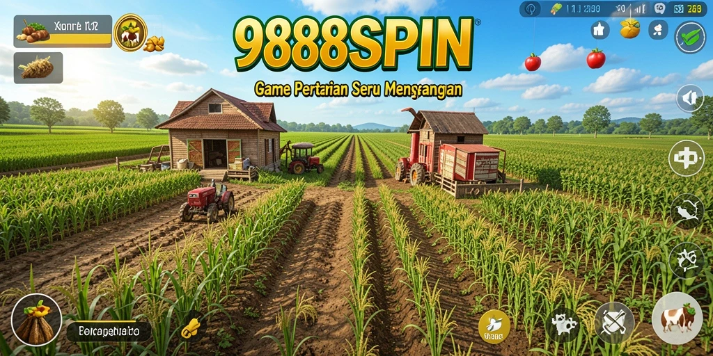 Tampilan gameplay 988SPIN dengan aktivitas bertani yang seru.