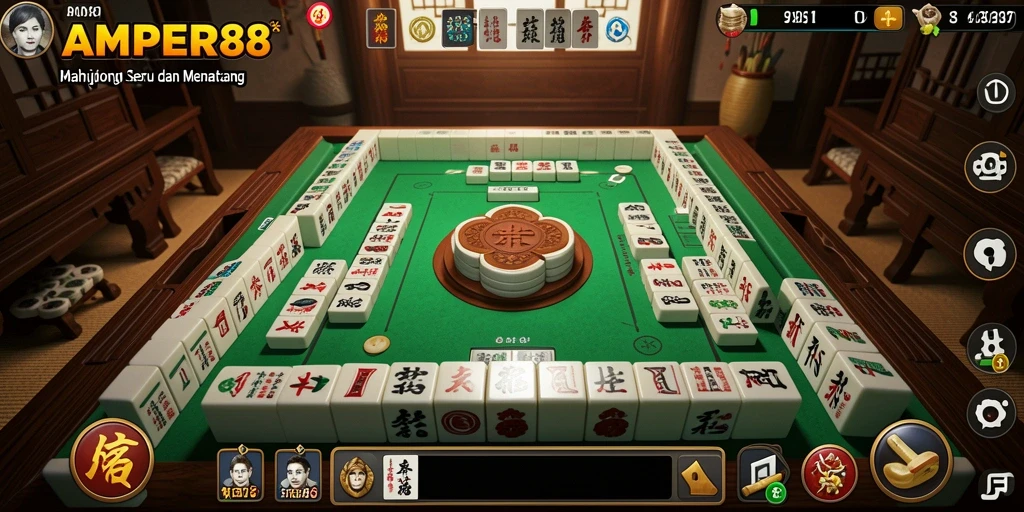 Tampilan gameplay seru dalam AMPER88 dengan desain Mahjong yang menarik.