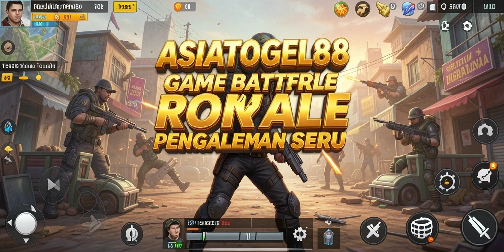 Screenshot gameplay ASIATOGEL88 menunjukkan aksi Battle Royale yang mendebarkan.
