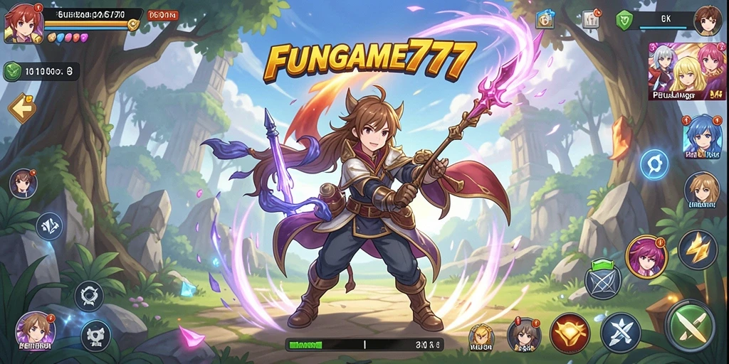 Tampilan gameplay FUNGame777 yang menarik dan penuh warna.