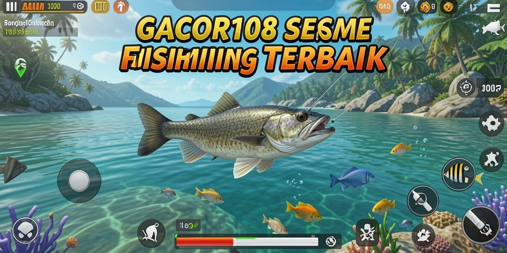 Screenshot gameplay GACOR108 menampilkan momen seru saat memancing ikan.