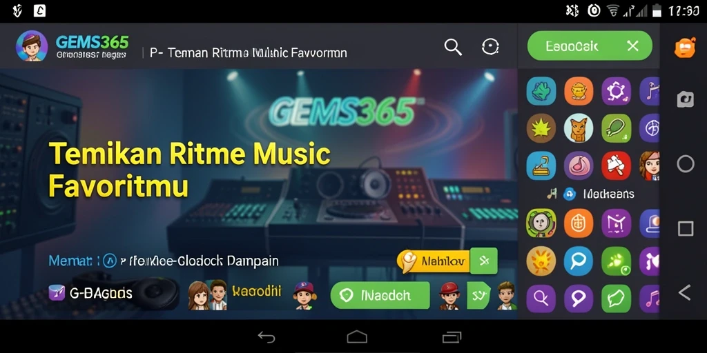 Tampilan gameplay GEMS365 dengan efek musik yang mengagumkan.
