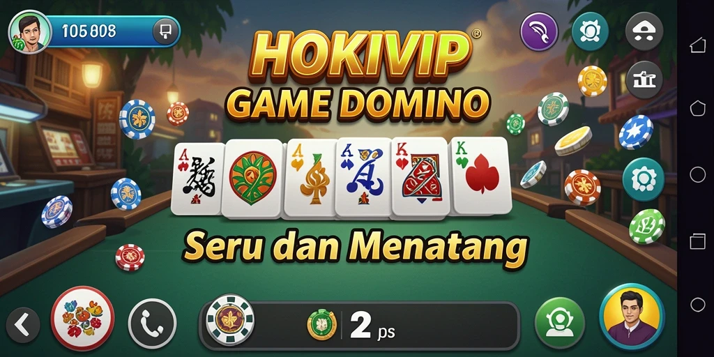 Screenshot HOKIVIP menampilkan gameplay seru Domino.