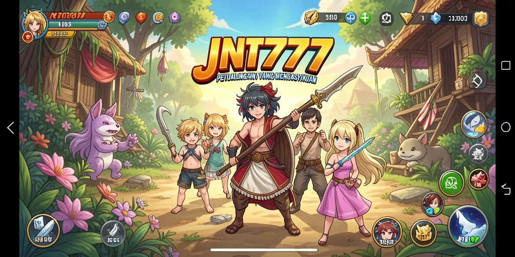Tampilan dari karakter anime dalam gameplay JNT777.