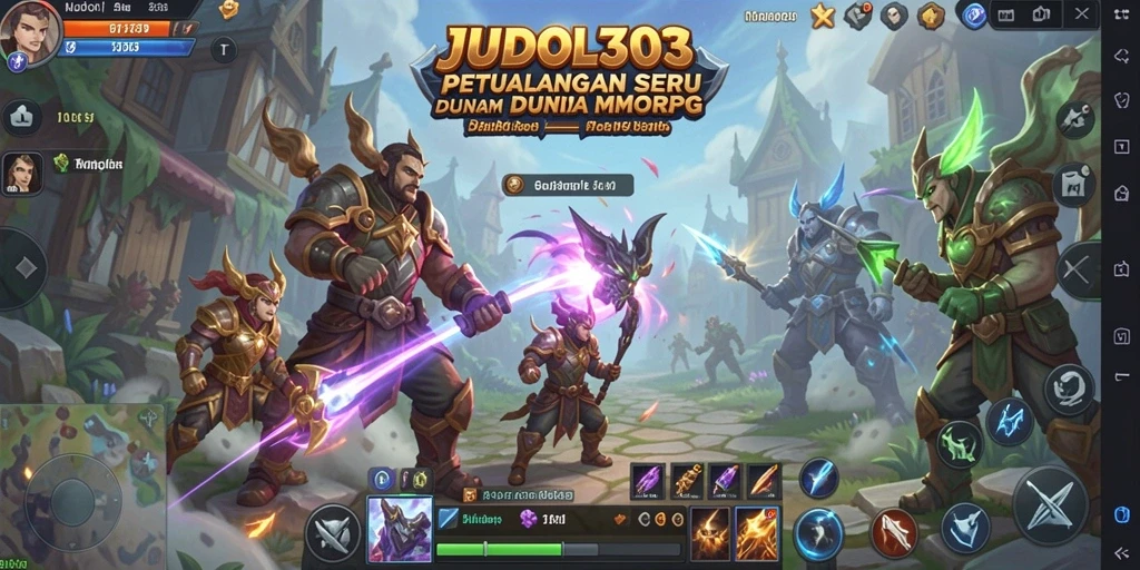 Tampilan gameplay JUDOL303 menunjukkan pertarungan epik di dunia fantasi.