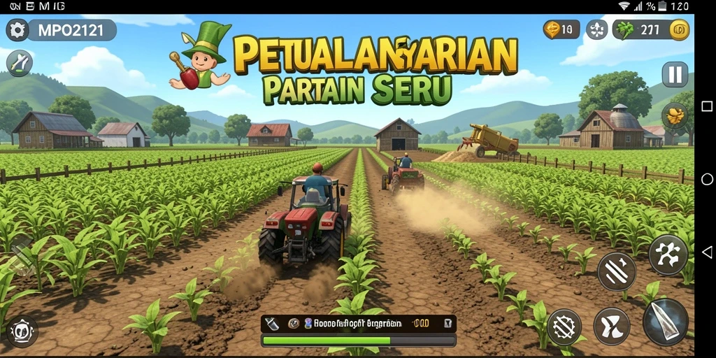 Tampilan gameplay MPO2121 yang menarik saat bertani di lahan luas.
