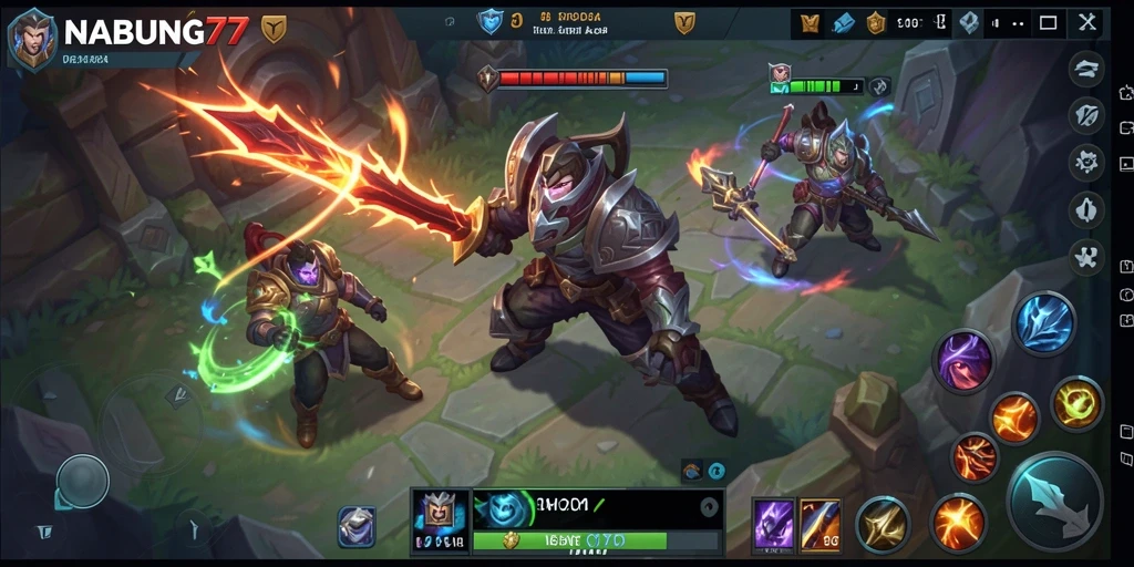 Screenshot dari gameplay MOBA yang intens dan dinamis di NABUNG77.