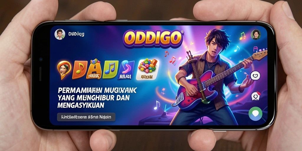 Tampilan layar permainan ODDIGO yang penuh warna dan interaktif.