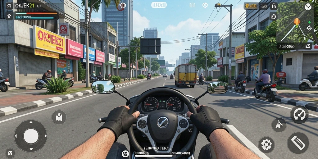 Gameplay OKJEK21 menunjukkan pengalaman berkendara yang realistis.