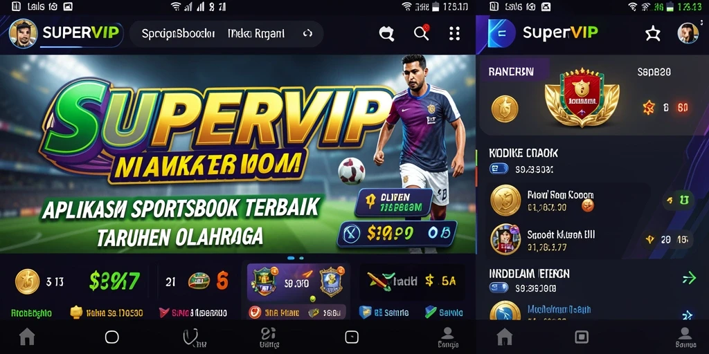 Tampilan utama SUPERVIP yang menampilkan berbagai pilihan taruhan olahraga.