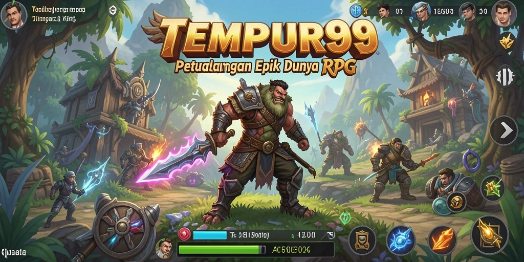 Screenshot utama TEMPUR99 menampilkan aksi seru di dunia RPG yang luas.