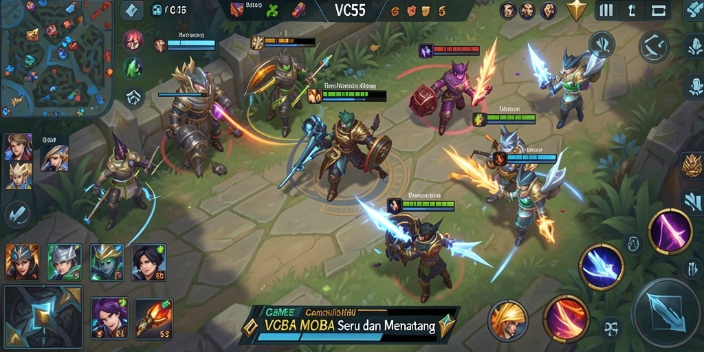 Tampilan gameplay VC55 dengan aksi seru dalam pertempuran tim.